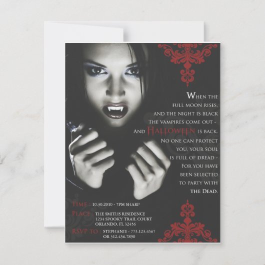 Femme Fatale Halloween Party Invite Kaart (Voorkant)