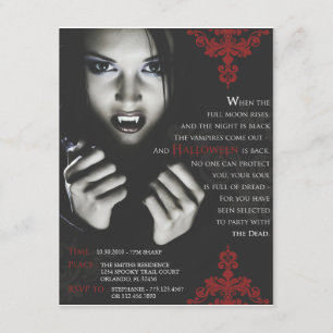 Femme Fatale Halloween Party Invite Kaart
