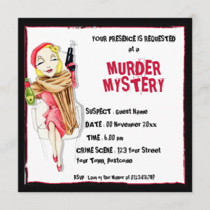Femme Fatale Murder Mystery Invitation Kaart