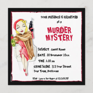 Femme Fatale Murder Mystery Invitation Kaart