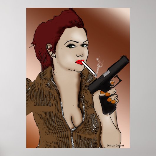 Femme Fatale - Roken en Pistolen Poster (Voorkant)