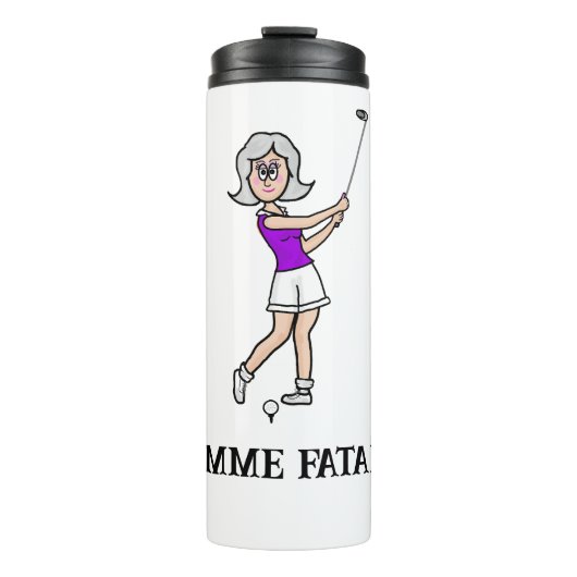 Femme Fatale Vrouw Golfer Thermische Tumbler Thermosbeker (Voorkant)