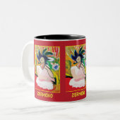 "Femme Fauve" (wraparound) door Zermeno Tweekleurige Koffiemok (Voorkant links)