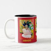 "Femme Fauve" (wraparound) door Zermeno Tweekleurige Koffiemok (Links)