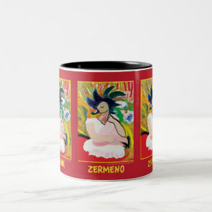 "Femme Fauve" (wraparound) door Zermeno Tweekleurige Koffiemok