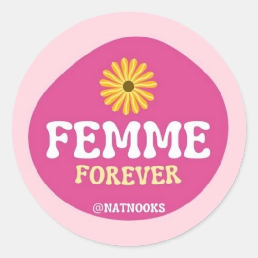Femme Forever Lesbisch Sticker Roze Bloem (Voorkant)