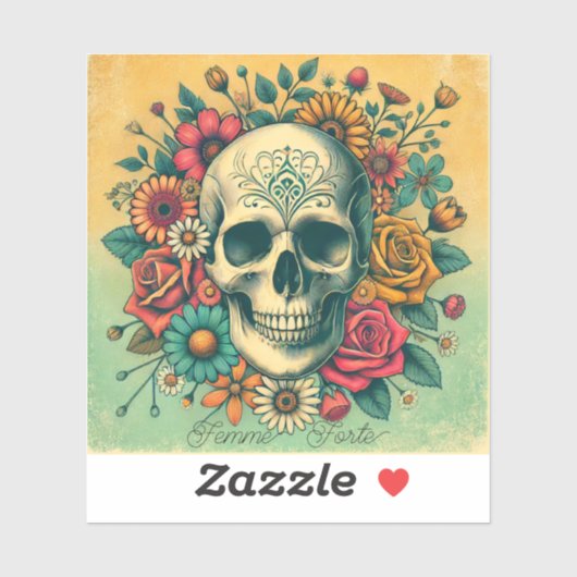 Femme Forte Skull Custom-Cut Vinyl Sticker (Vel)