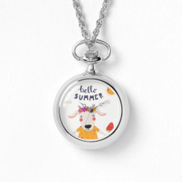 Femme Hello Summer Double Bracelet Argent Horloge