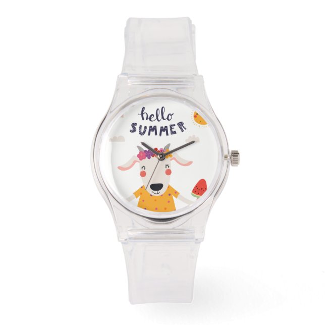 Femme Hello Summer Sportive Silicon Rose Horloge (Voorkant)