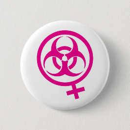 femme met biorisicomateriaal ronde button 5,7 cm