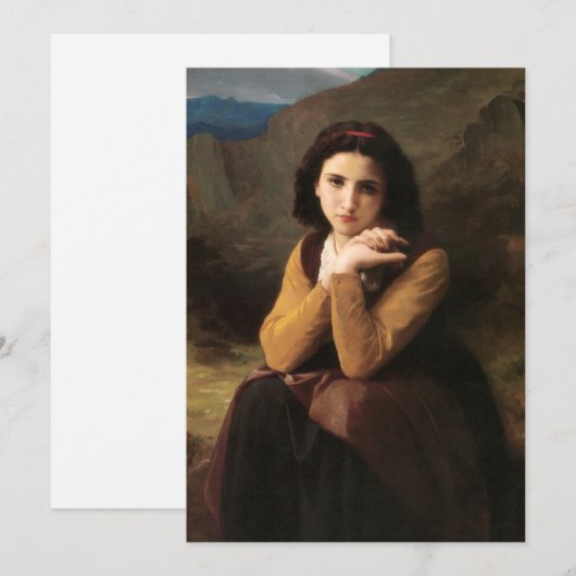 Femme Mignonne van Bouguereau Feestdagenkaart (Voorkant / Achterkant)