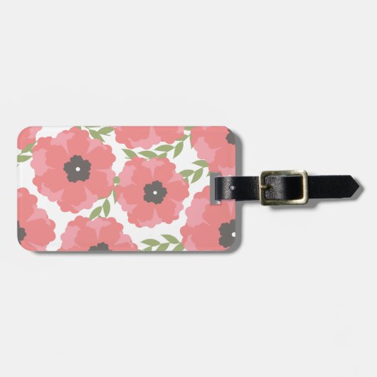 Femme Pink Floral Pattern Bagagelabel (Voorkant horizontaal)