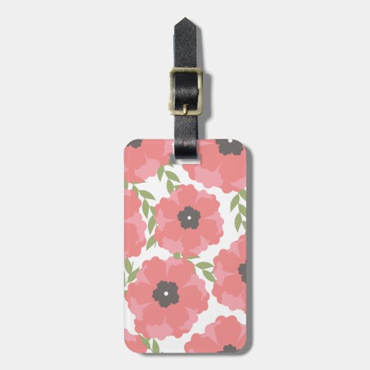 Femme Pink Floral Pattern Bagagelabel (Voorkant verticaal)