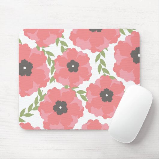 Femme Pink Floral Pattern Muismat (Met muis)