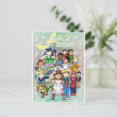 Femme Schism Chibi Group Briefkaart (Staand voorkant)