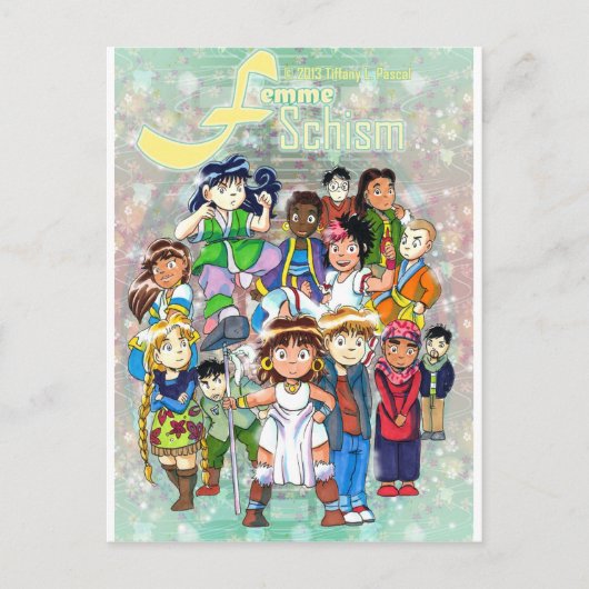Femme Schism Chibi Group Briefkaart (Voorkant)