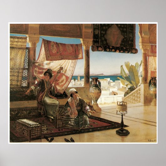 Femmes filant au Morac, Roudolf Ernst Poster (Voorkant)