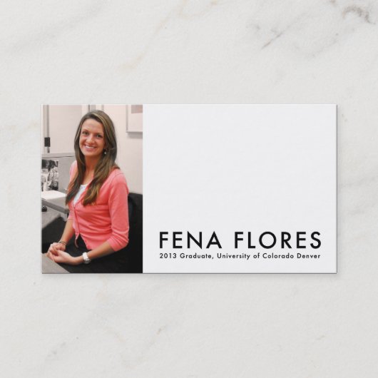 fena flores : afstuderen contactkaartje (Voorkant)