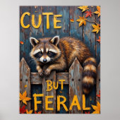 Fence Line Bandit: Herfstbezoek van een wasbeer Poster (Voorkant)