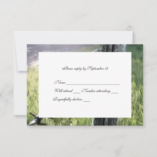 Fencepost, Barbed Wire Rustic rsvp met envelop Kaartje (Voorkant)