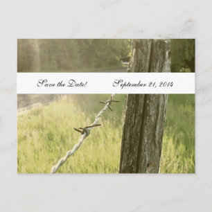 Fencepost Barbed Wire Rustic Save the Date Aankondigingskaart