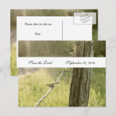 Fencepost Barbed Wire Rustic Save the Date Aankondigingskaart (Voorkant / Achterkant)