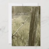 Fencepost en Barbed Wire Rustic Wedding Kaart (Achterkant)