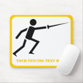 Fencer black silhouette fencing op maat muismat (Met muis)