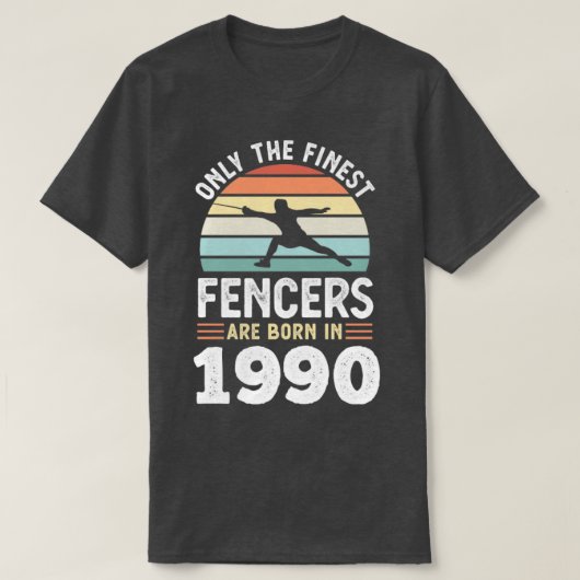 Fencers geboren in 1990 30th Birthday fencing Gift T-shirt (Design voorkant)