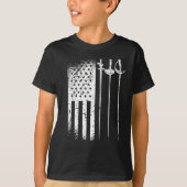 Fencing America Flag Juli 4 foliepee saber T-shirt (Voorkant)