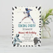 Fencing Birthday party Invitation Kaart (Staand voorkant)