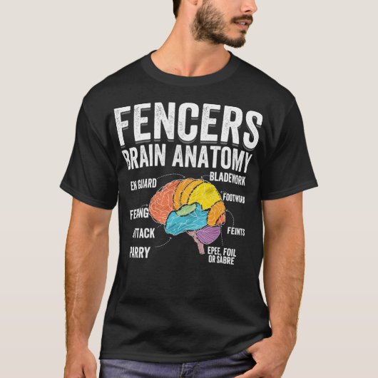 Fencing Brain Anatomy - Funny Fencer Slogan Pun Gi T-shirt (Voorkant)