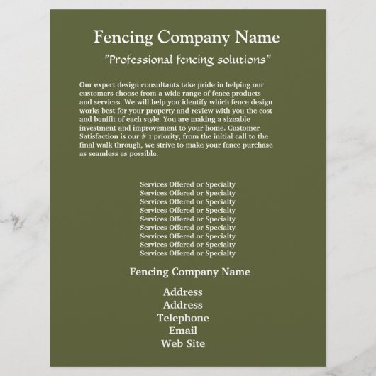 Fencing Company Business Flyer (Achterkant)