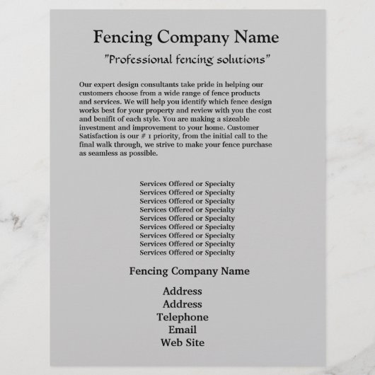 Fencing Company Business Flyer (Achterkant)