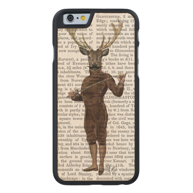 Fencing Deer volledig Carved Wood iPhone Hoesje (Achterkant)