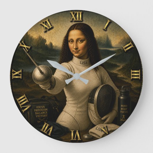 Fencing Funny Mona Lisa Grote Klok (Voorkant)