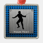Fencing Silhouette, geborsteld metaal Metalen Ornament (Voorkant)