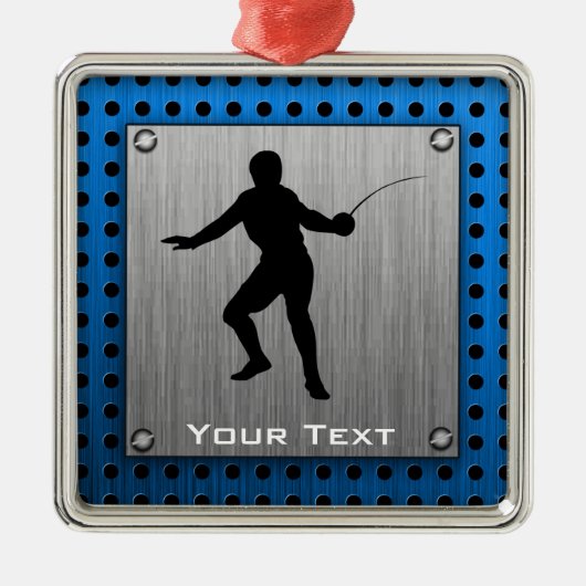 Fencing Silhouette, geborsteld metaal Metalen Ornament (Voorkant)