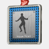 Fencing Silhouette, geborsteld metaal Metalen Ornament (Links)