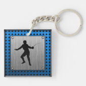 Fencing Silhouette, geborsteld metaal Sleutelhanger (Achterkant)