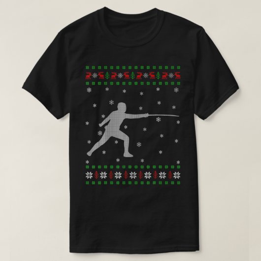 Fencing Ugly Christmas Sweater Style Funning T-shirt (Design voorkant)