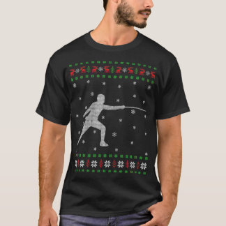 Fencing Ugly Christmas Sweater Style Funning T-shirt