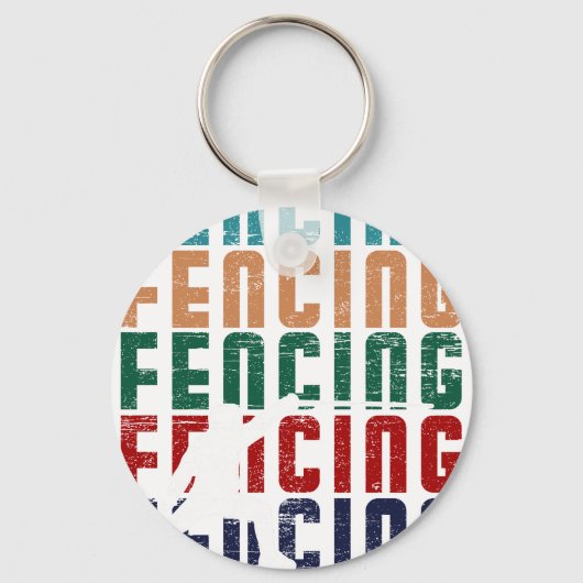 Fencing Vintage Retro Design Fencer Sleutelhanger (Voorkant)