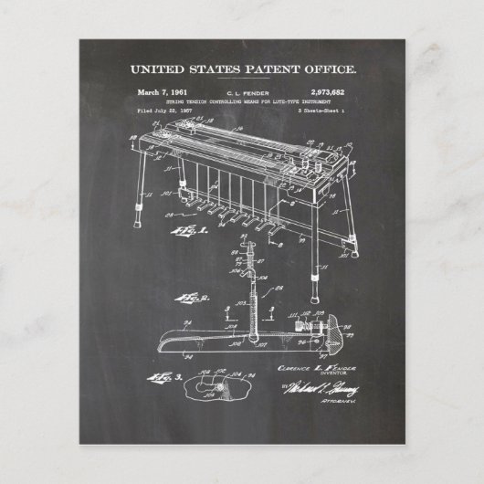 Fender Steel Guitar Patent - Cute Guitar Lover Gif Flyer (Voorkant)