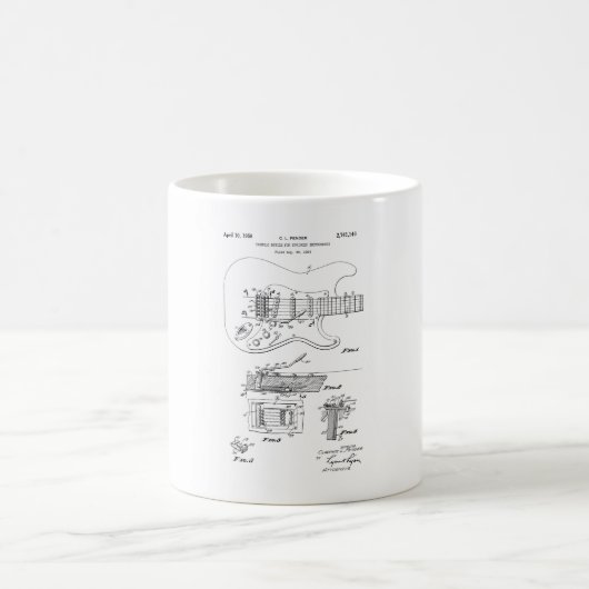 Fender stratocaster gitaarpatent koffiemok (Center)