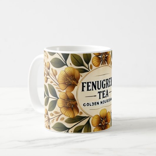 Fenegriek Tea Design AI kunst Koffiemok (Voorkant links)