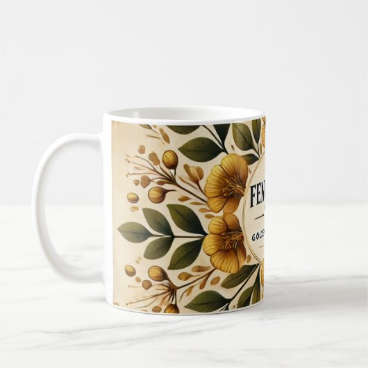 Fenegriek Tea Design AI kunst Koffiemok (Links)