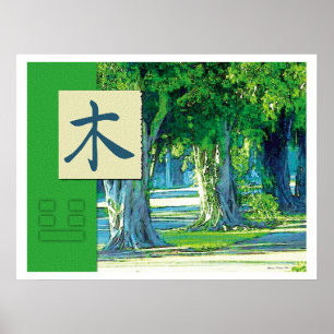 Feng Shui: Bagua-Afbeeldingen: Houtlandschap Poster