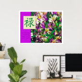 Feng Shui: Bagua-Afbeeldingen: Welvaart Floral Poster (Thuiskantoor)
