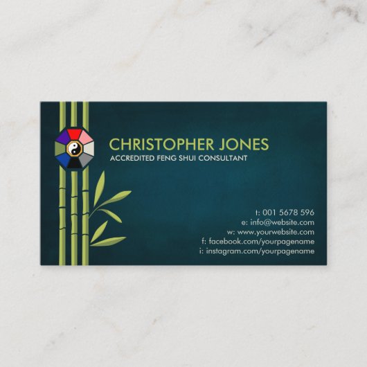 Feng Shui Bagua/Pakua en Lucky bamboo Visitekaartje (Voorkant)